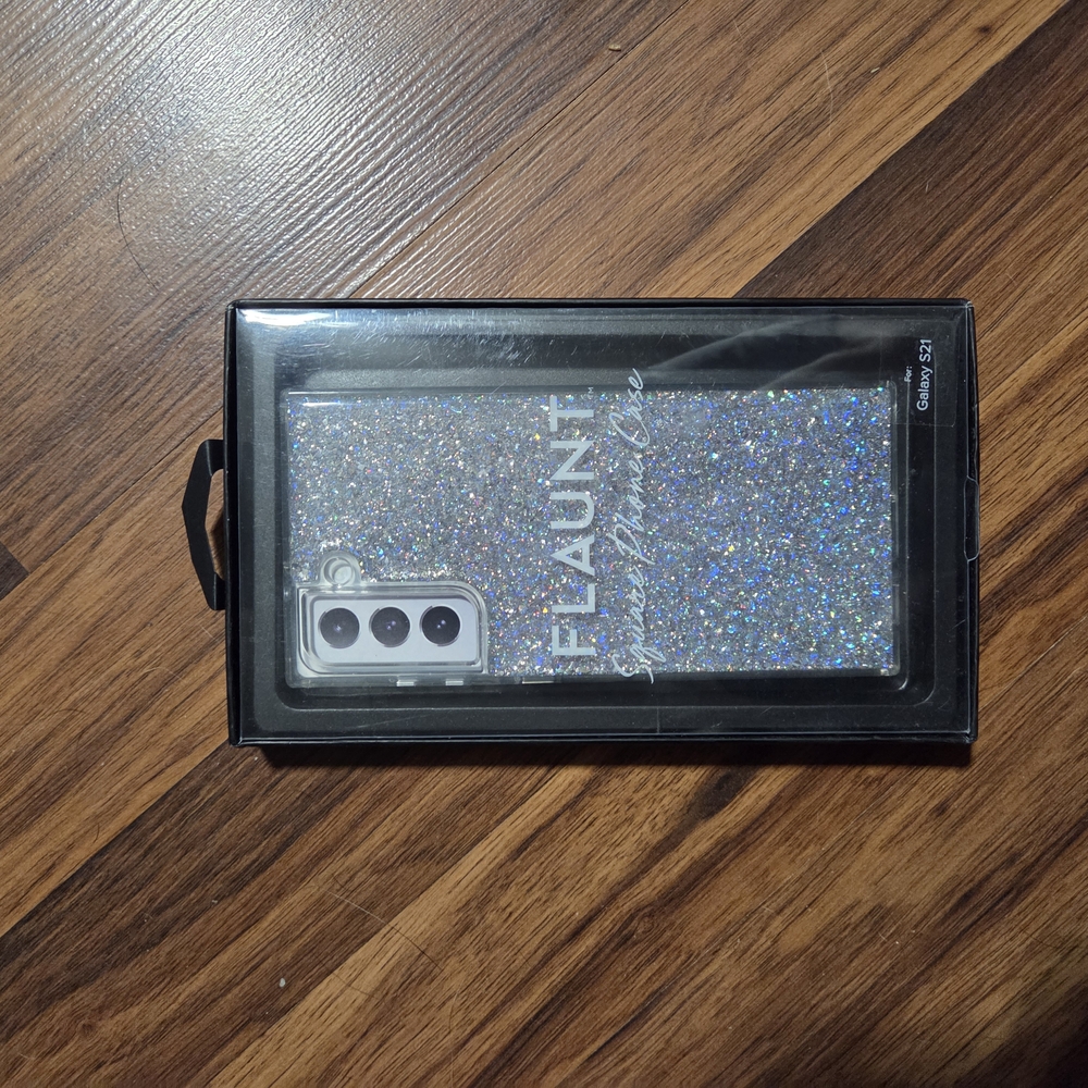 Flaunt Squate Silver Glitter Phone Case - Galaxy S21